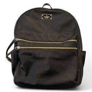 Kate Spade New York Black Nylon Backpack | Gold Zip Travel School Laptop Bag